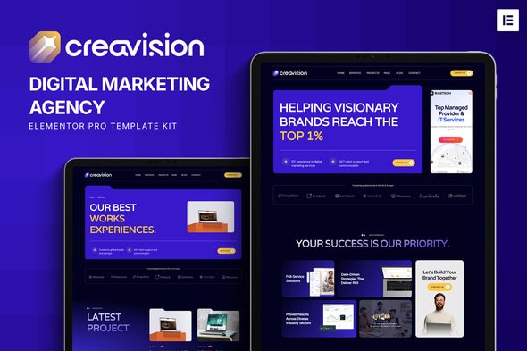 Creavision – Digital Marketing Agency Elementor Pro Template Kit