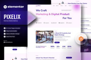 Pixelix – Startup Digital Agency Elementor Template Kit