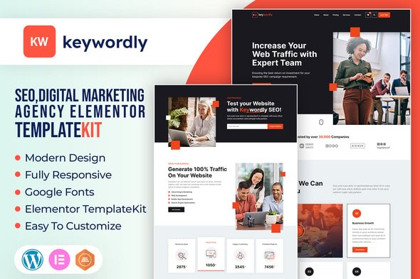 Keywordly – Digital Marketing Agency Elementor Template Kit